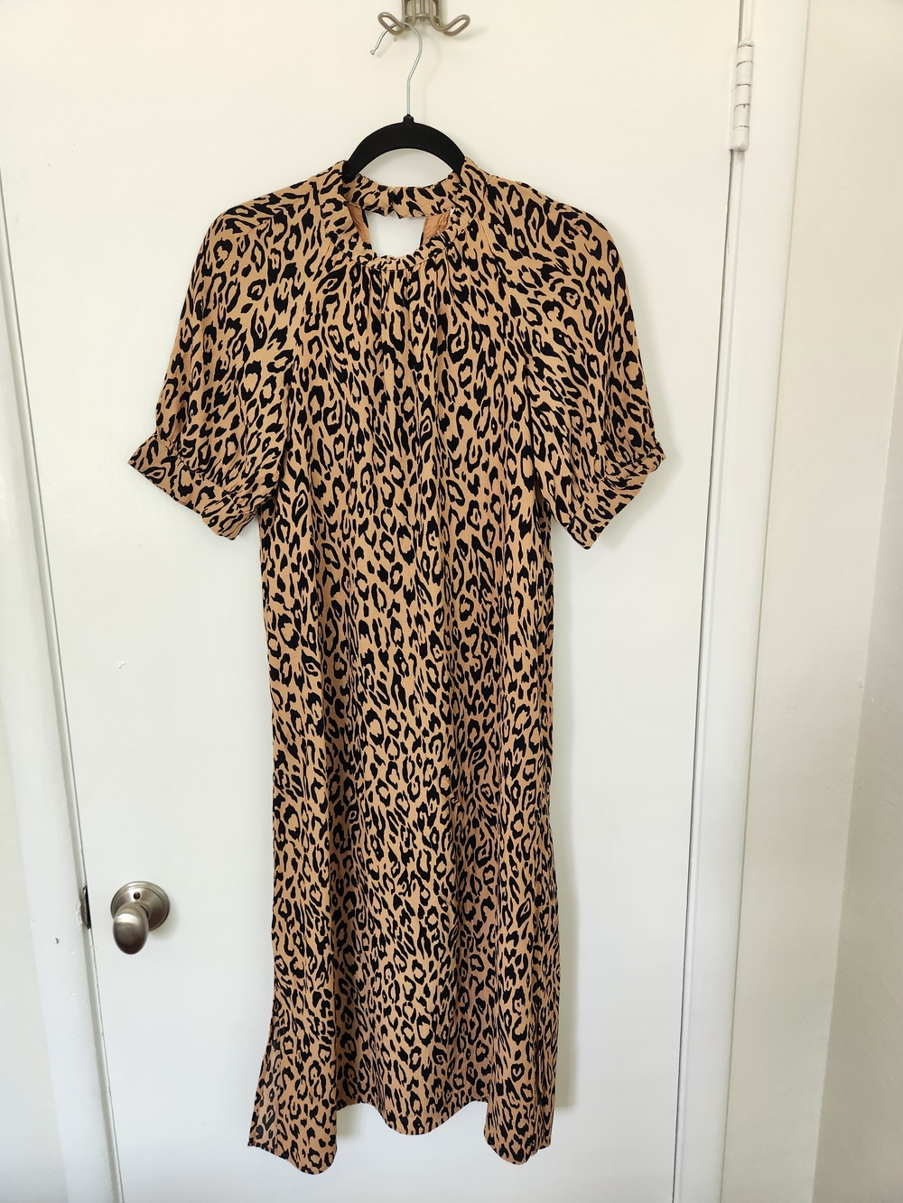 Anthropologie Leopard-Print Midi Dress in Tan and Black